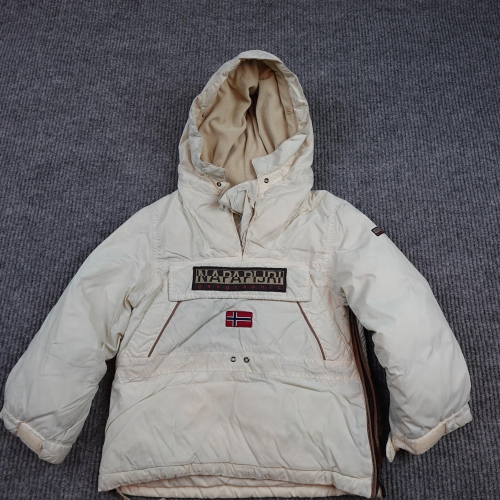 Napapijri Jacket Kids 4 White Hooded Anorak Pullover Puffer Insulated Winter
